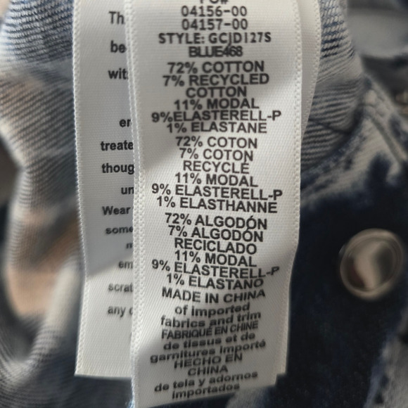 Good American Cropped Blue Tie Dye Denim Jeans Women's Jacket 0 - Picture 6 of 6